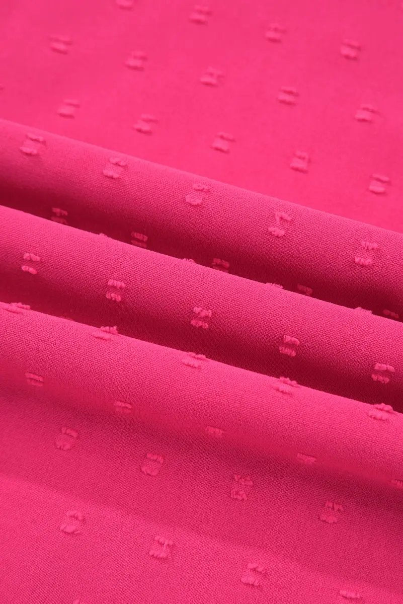 Sachet Pink Swiss Dot Smocked Frilled Neckline Plus Size Dress - Love Salve